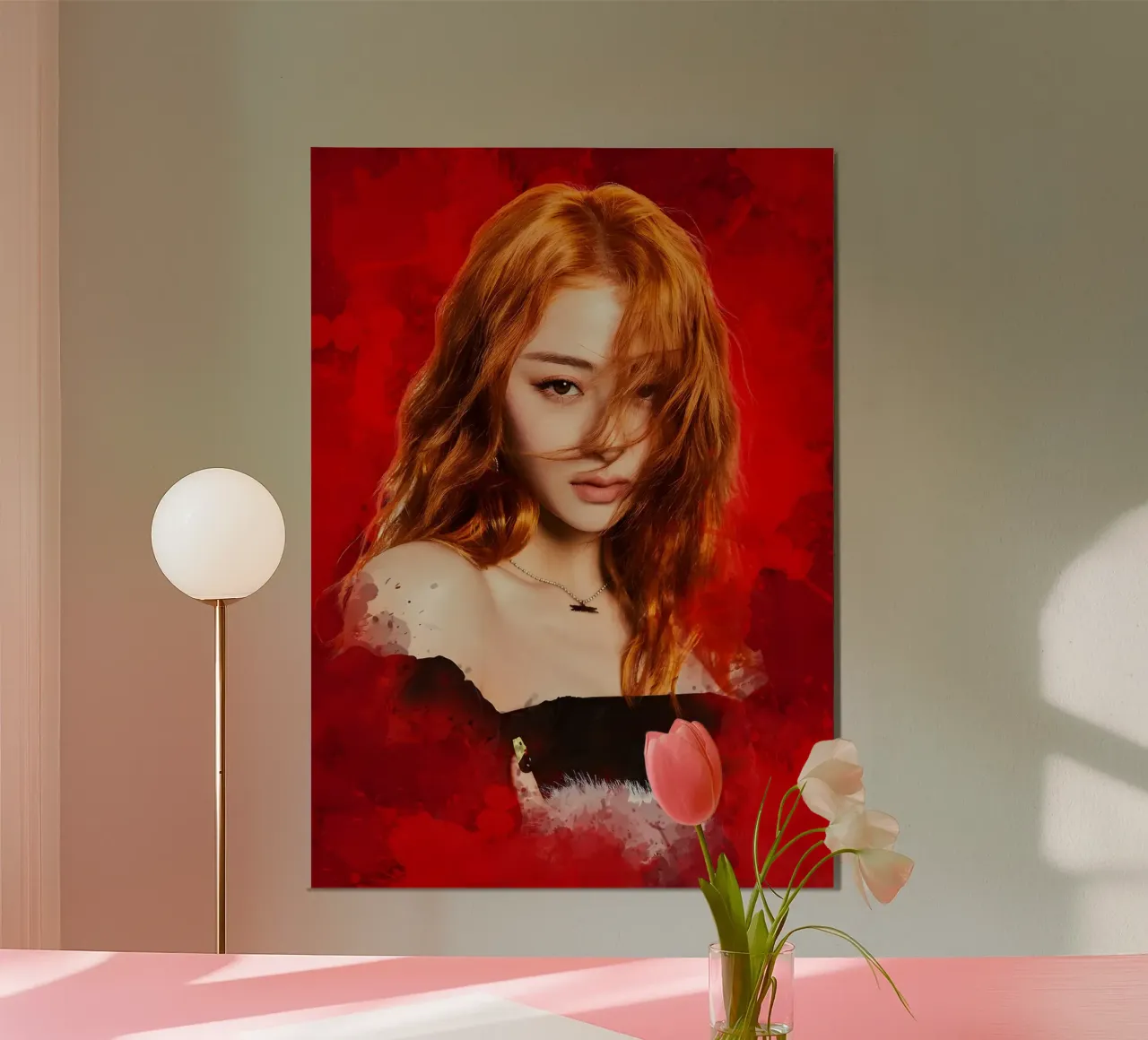 Ritratto Kpop di Huh YunJin poster con telaio in legno da mitom