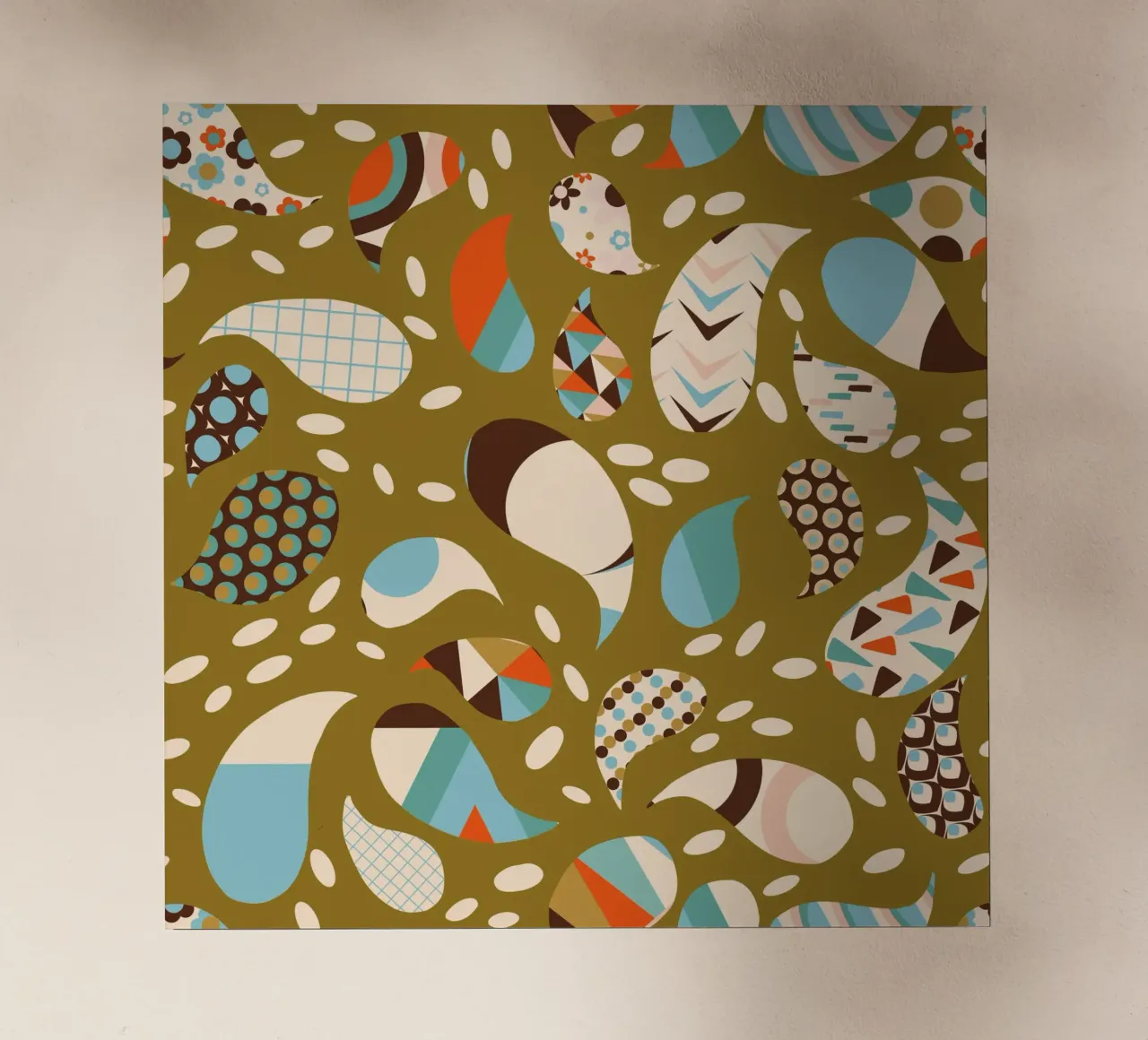 Retrò Boho Patchwork PaisleyVerde - Caldo Mid-Century Modern pellicola backlit da susanacosta