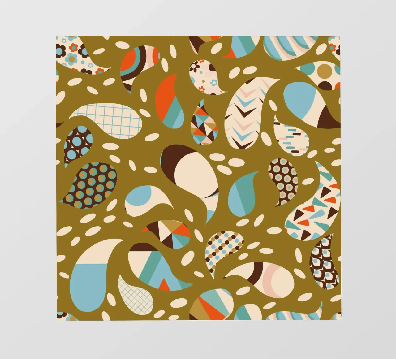 Retrò Boho Patchwork PaisleyVerde - Caldo Mid-Century Modern pellicola backlit da susanacosta