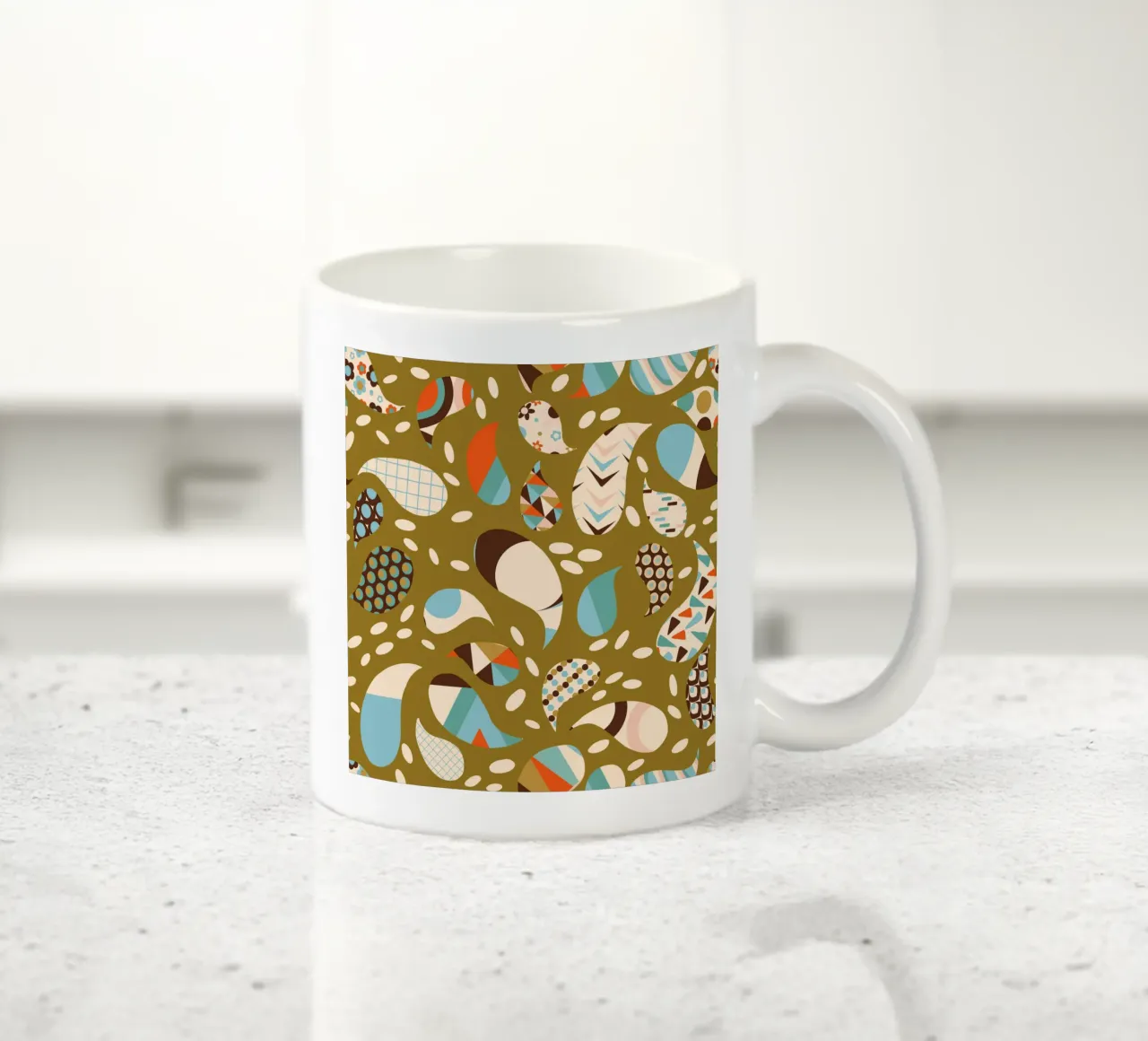 Retrò Boho Patchwork PaisleyVerde - Caldo Mid-Century Modern tazza in ceramica da susanacosta