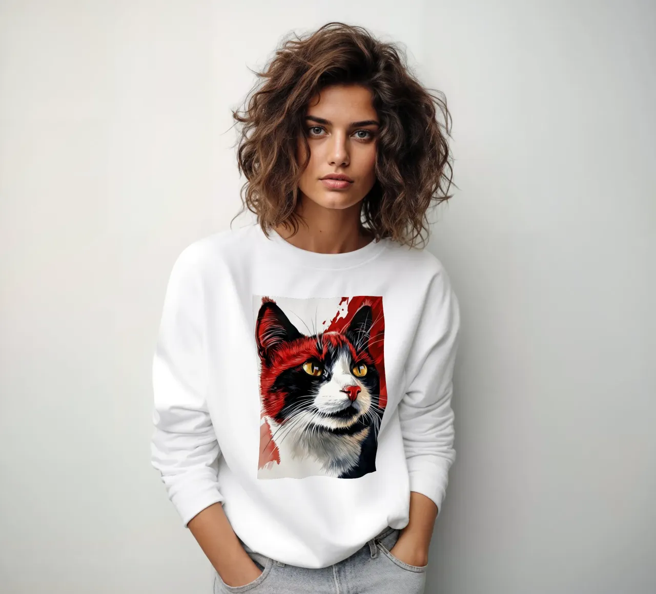 Gatto Leo arte animale felpa da Justyna Jaszke JBJart