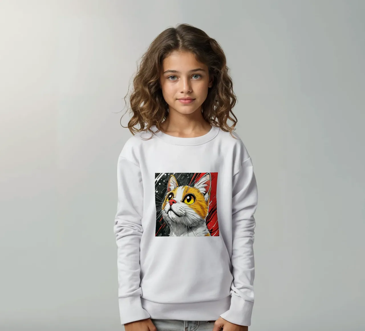 Gatto Luna arte animale felpa bambino da Justyna Jaszke JBJart