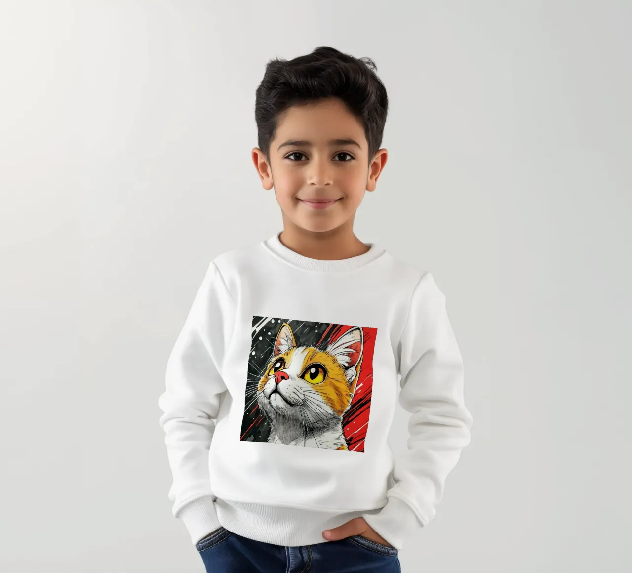Gatto Luna arte animale felpa bambino da Justyna Jaszke JBJart