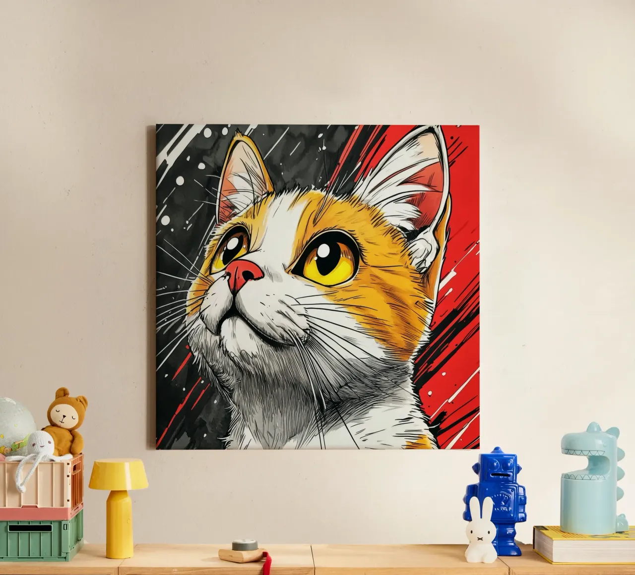 Gatto Luna arte animale tela da Justyna Jaszke JBJart