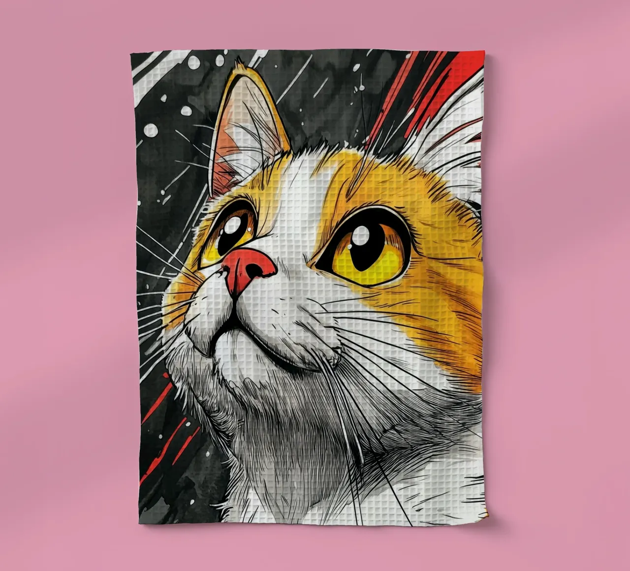 Gatto Luna arte animale canovaccio da cucina da Justyna Jaszke JBJart