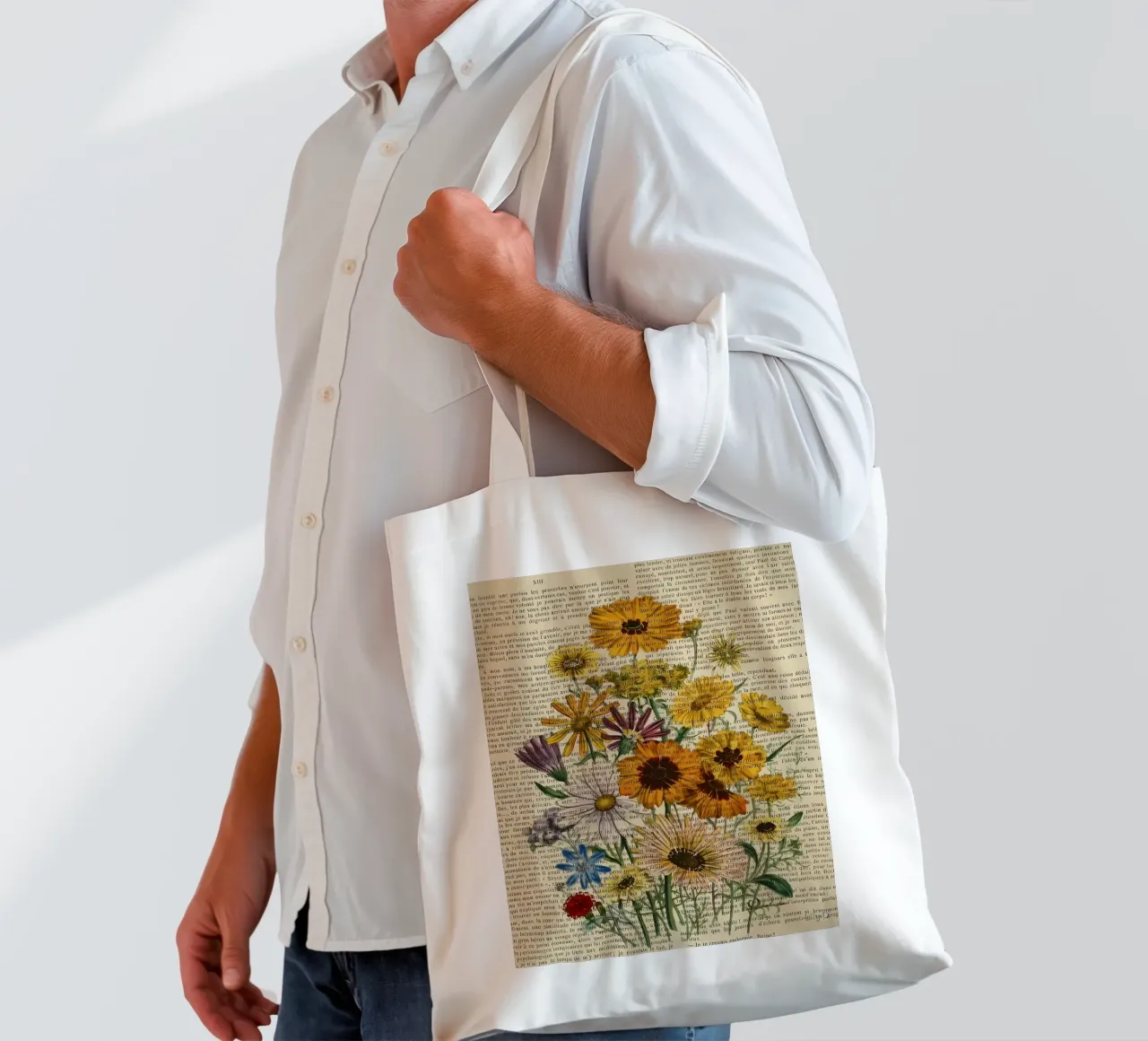 Libro dei fiori borsa in juta da mitaco