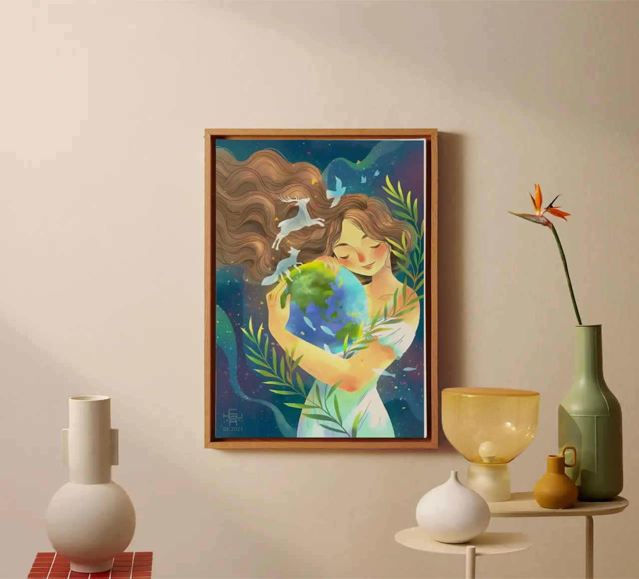 amore per la terra tela con Cornice a cassetta da khoaimi