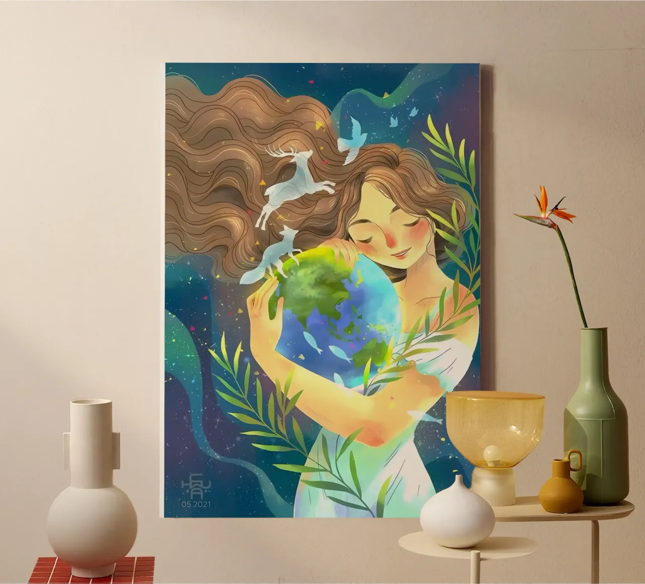 amore per la terra tela con Cornice a cassetta da khoaimi