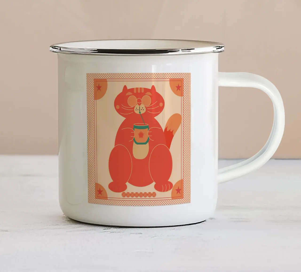Fat Cat tazza in smalto da Dharma