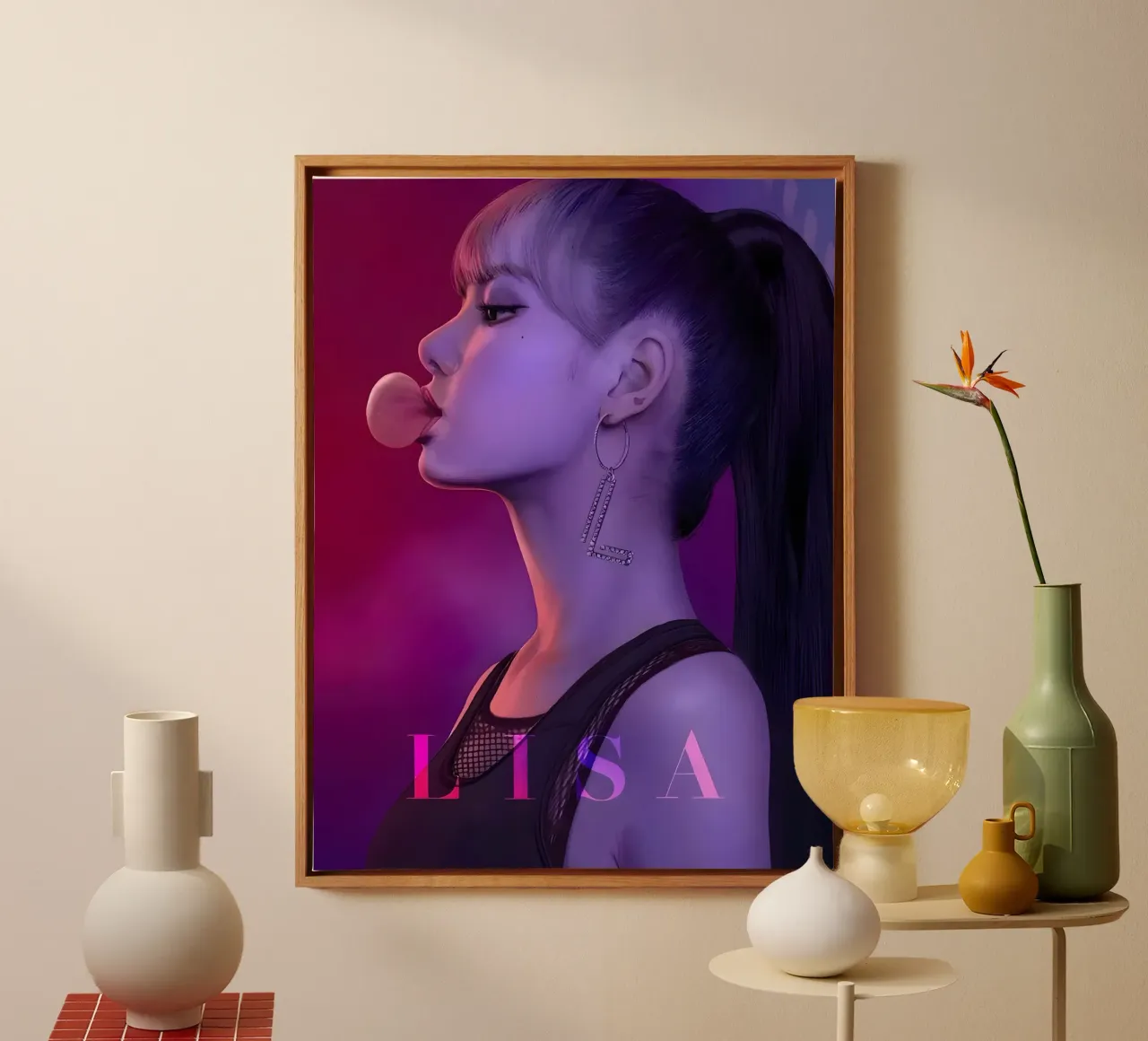 Lisa Zwartroze canvas met Baklijst van khoaimi