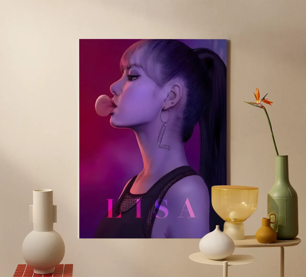 Lisa Zwartroze canvas met Baklijst van khoaimi