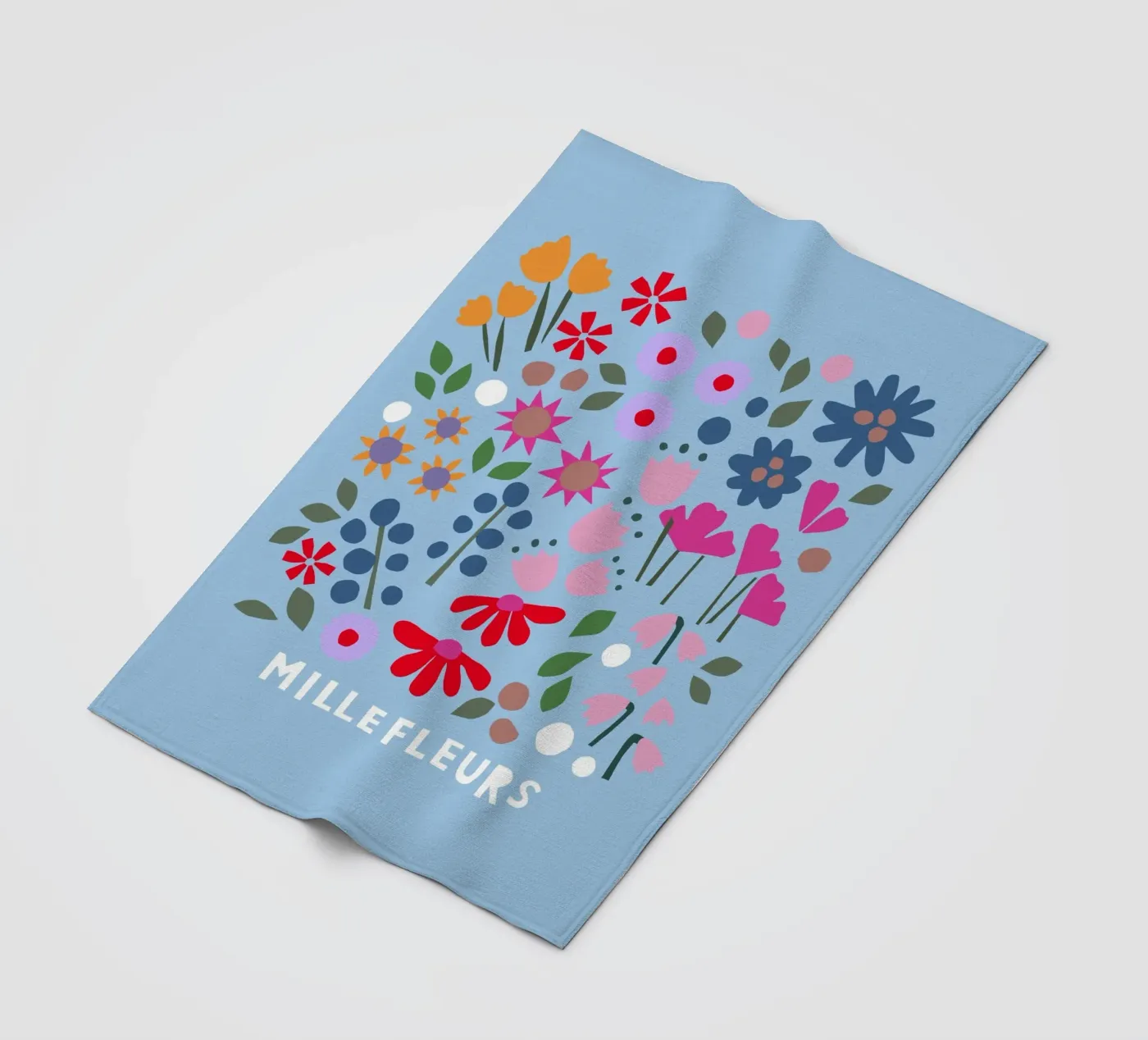 Millefleur hellblau Fleecedecke von Iris Knabenschuh Design