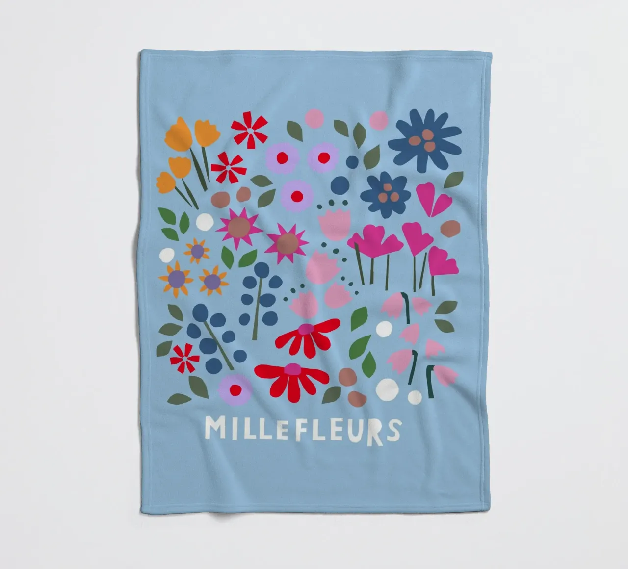 Millefleur hellblau fleece blanket by Iris Knabenschuh Design
