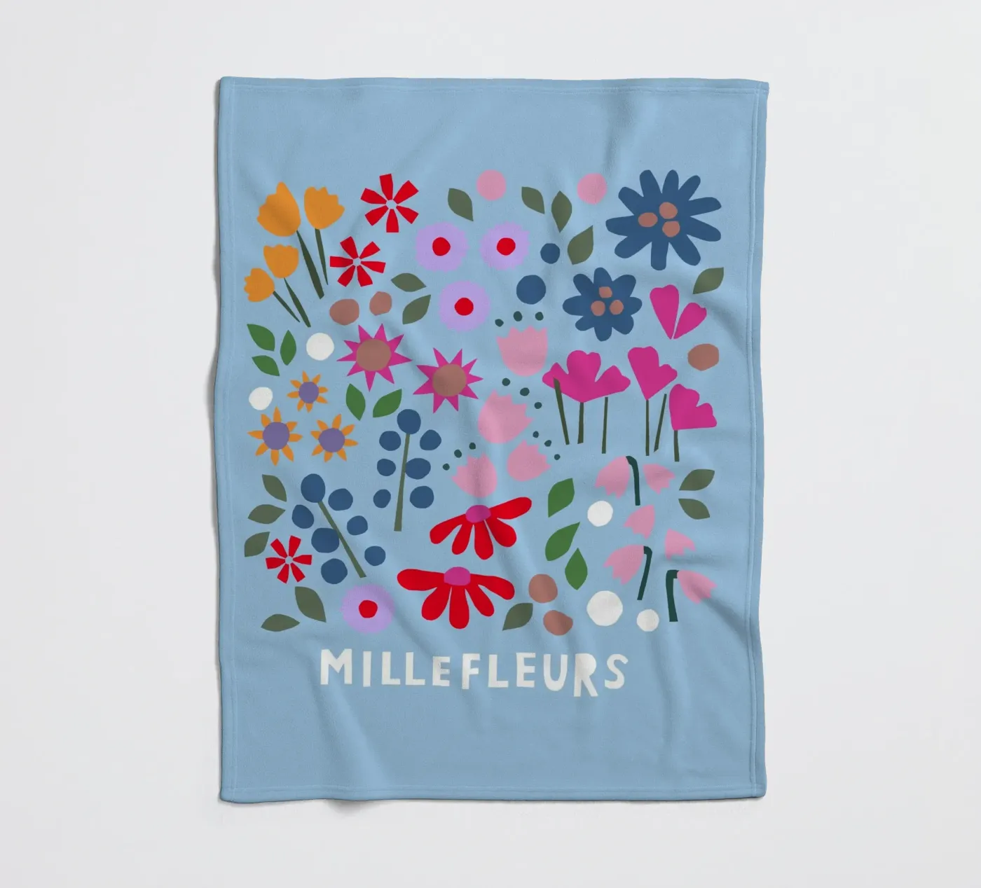 Millefleur hellblau Fleecedecke von Iris Knabenschuh Design