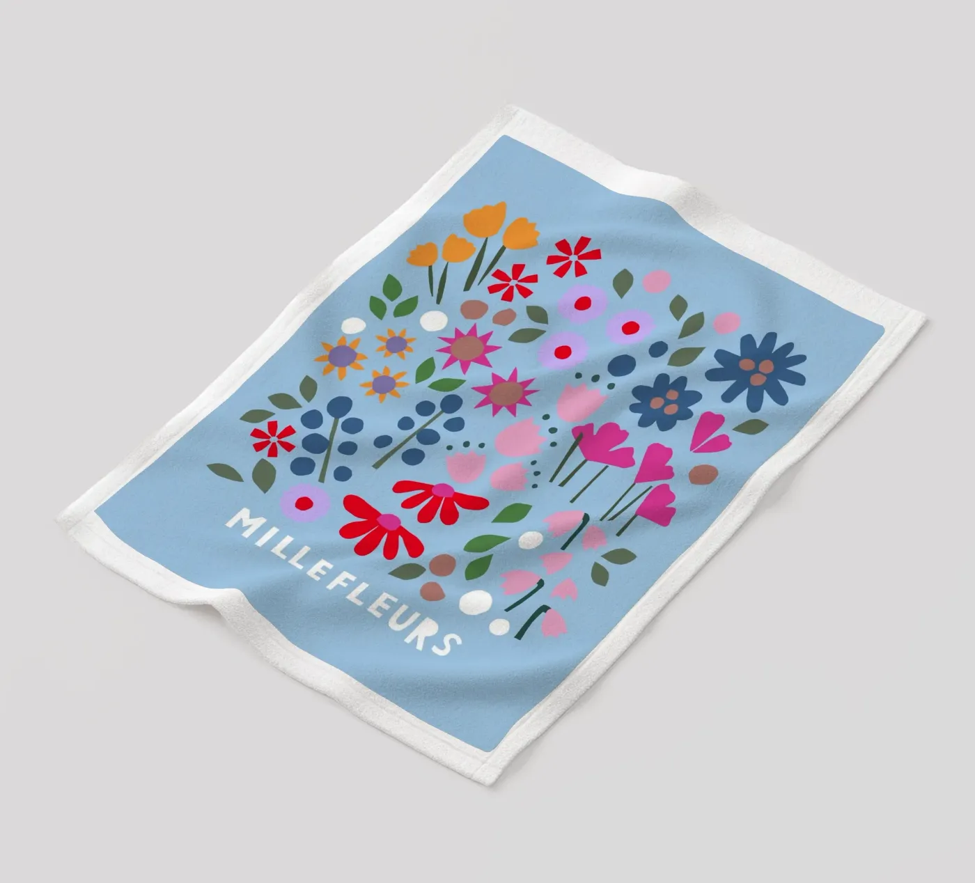 Millefleur hellblau Fleecedecke von Iris Knabenschuh Design