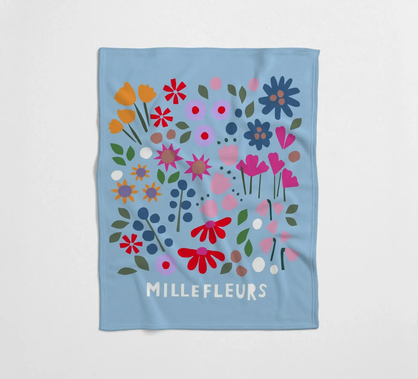 Millefleur hellblau Fleecedecke von Iris Knabenschuh Design