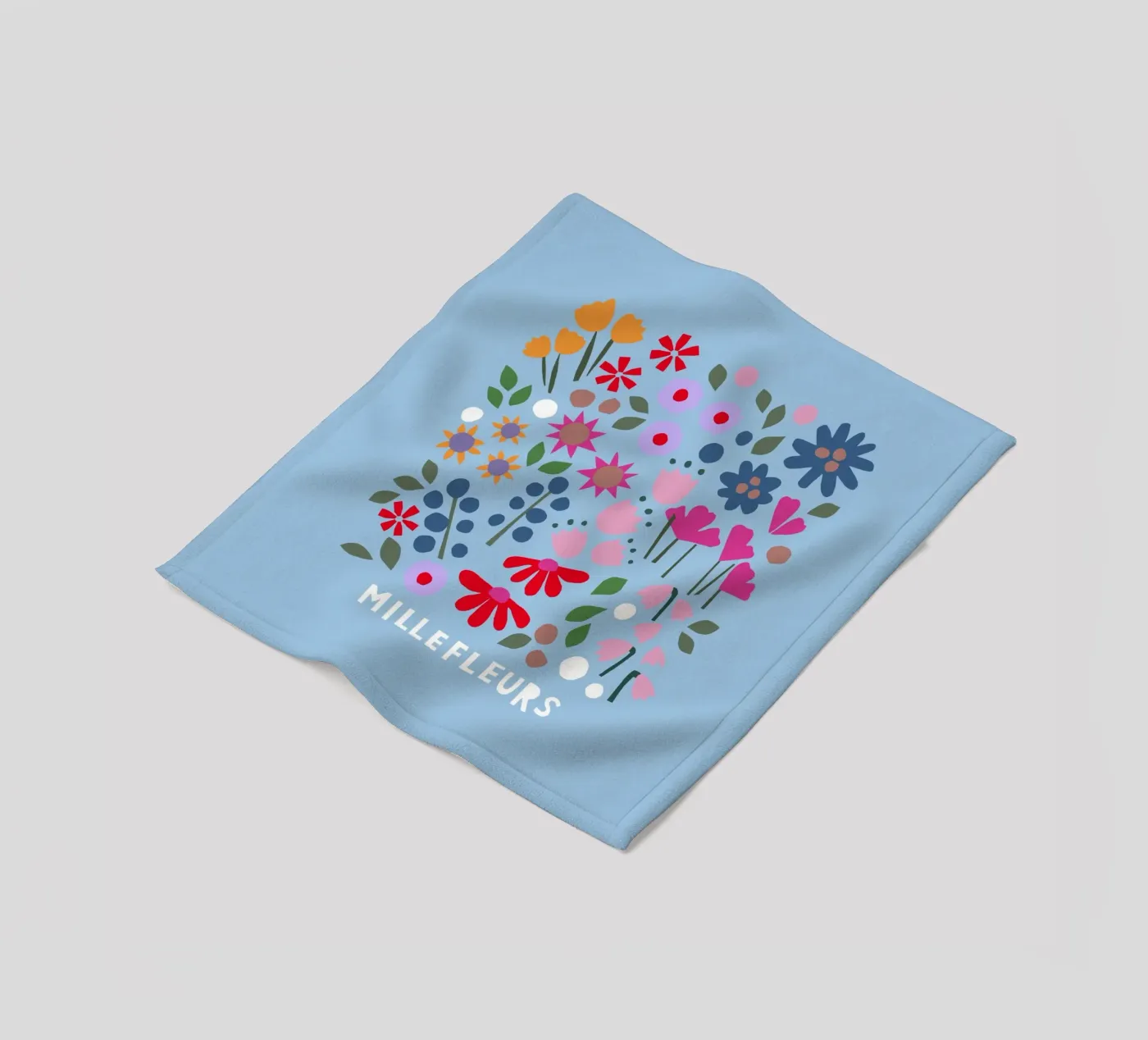 Millefleur hellblau Fleecedecke von Iris Knabenschuh Design