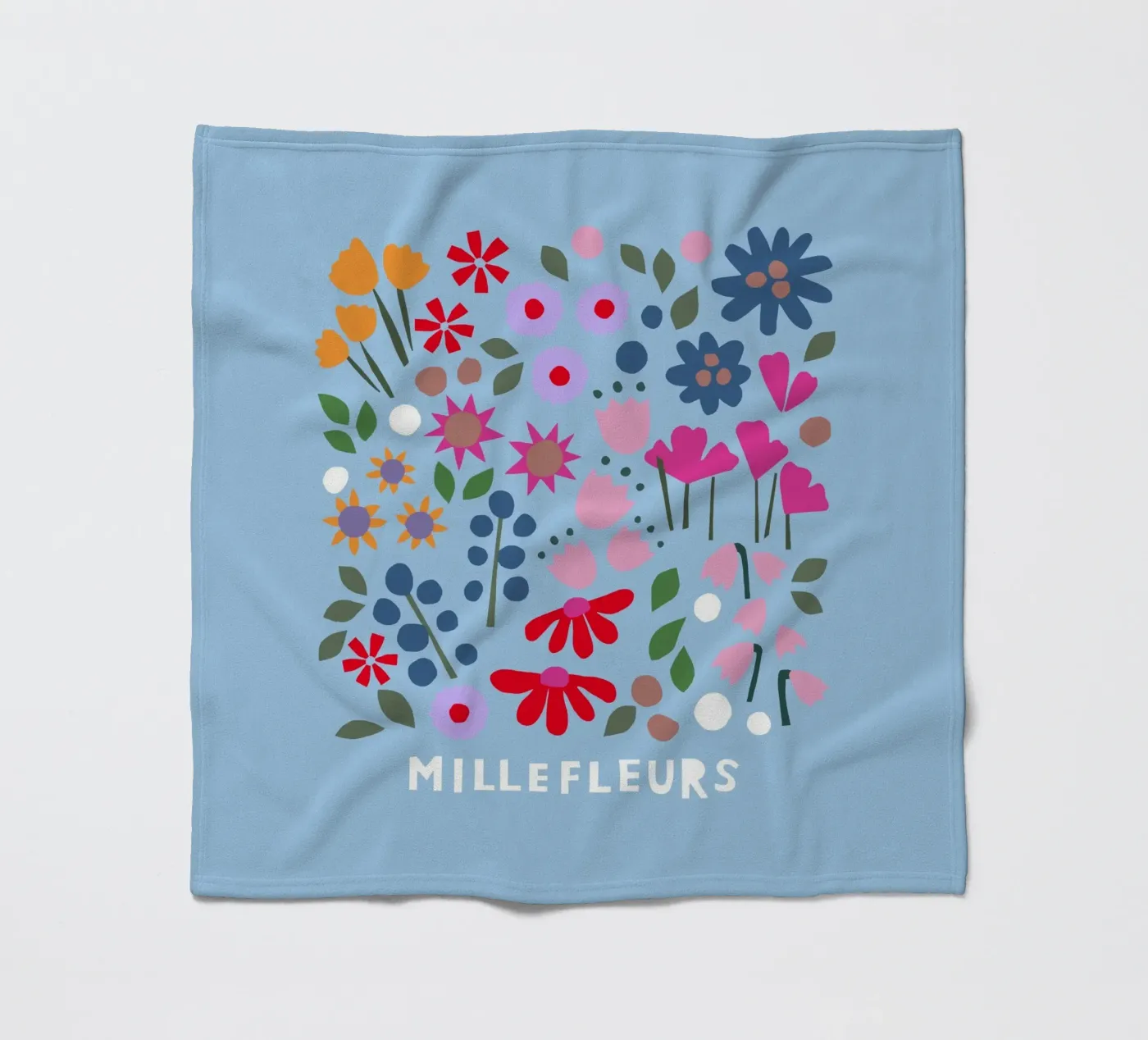 Millefleur hellblau Fleecedecke von Iris Knabenschuh Design