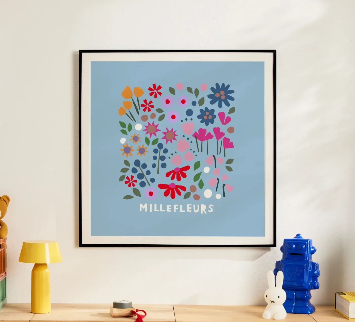 Millefleur hellblau poster da Iris Knabenschuh Design