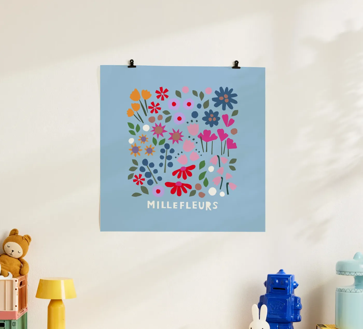 Millefleur hellblau poster da Iris Knabenschuh Design