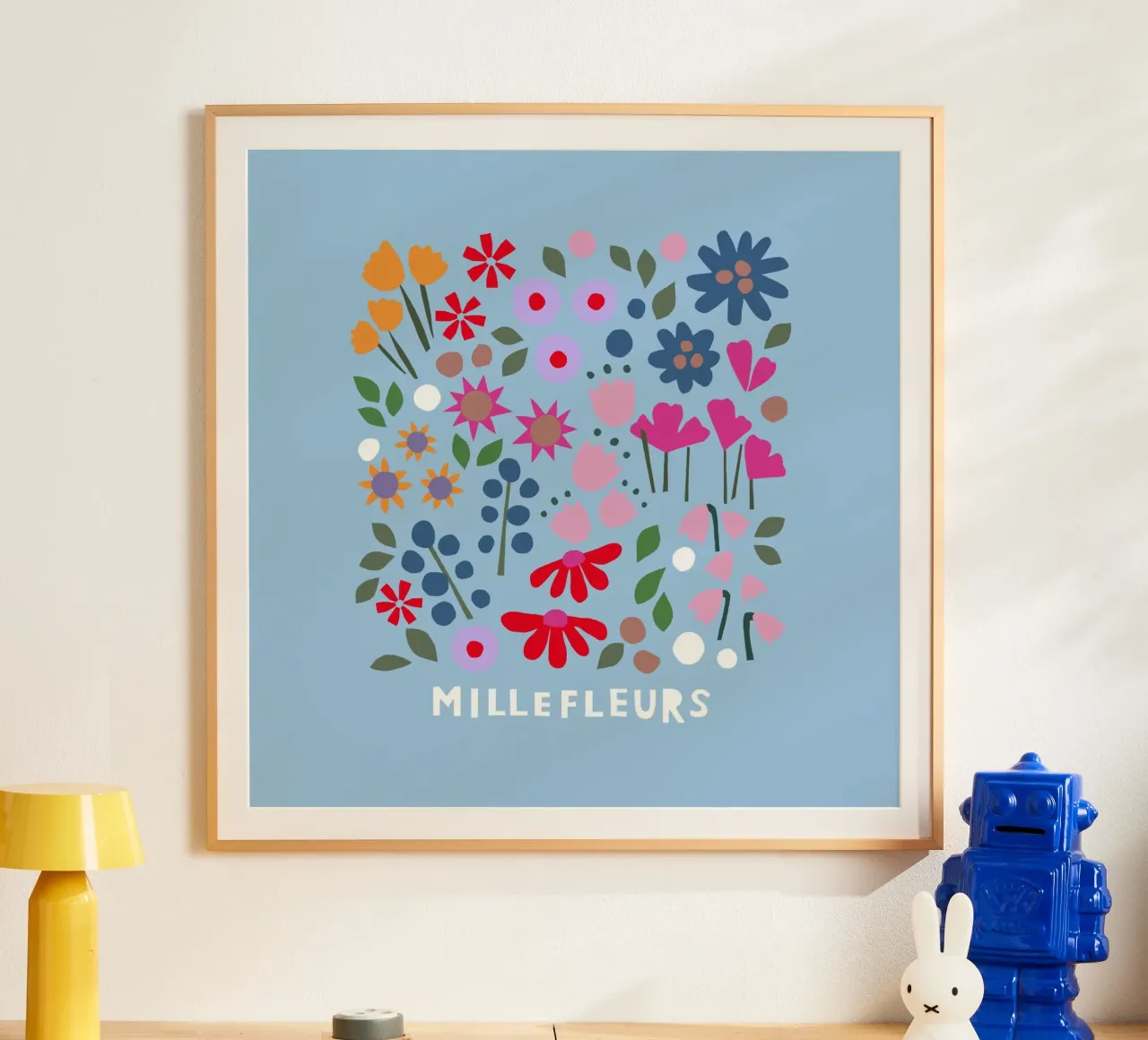 Millefleur hellblau poster da Iris Knabenschuh Design