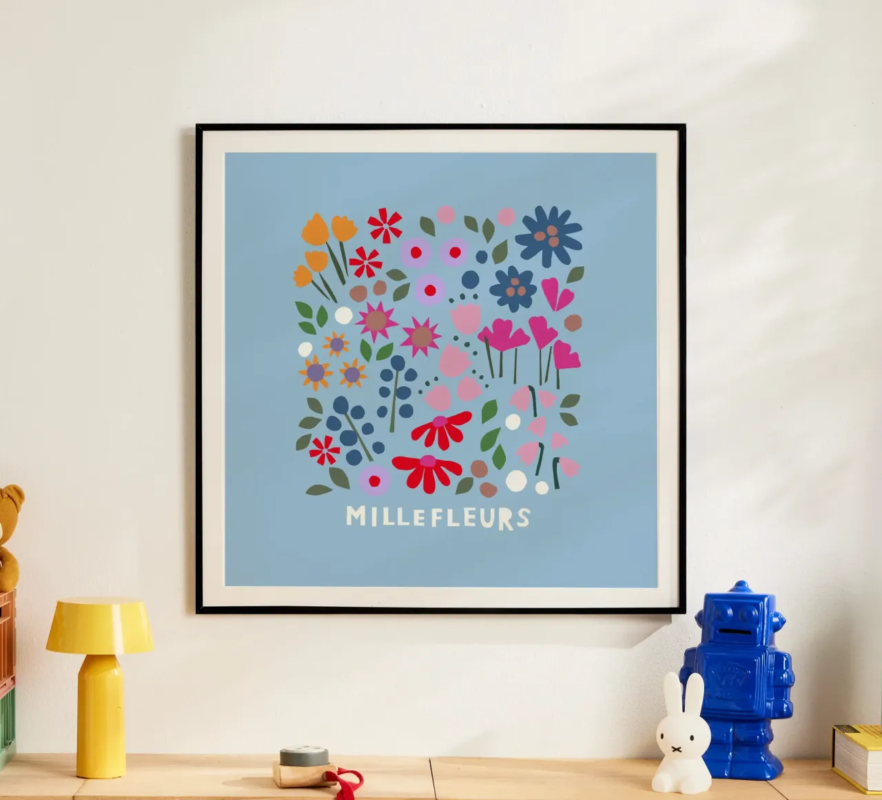 Millefleur hellblau poster da Iris Knabenschuh Design