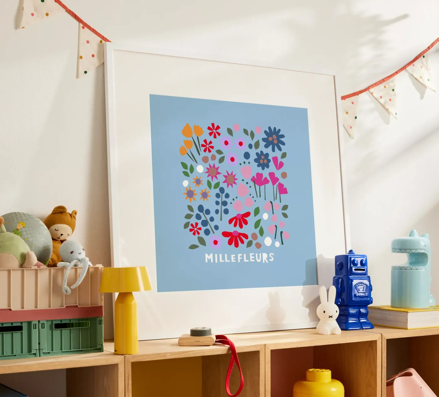 Millefleur hellblau poster da Iris Knabenschuh Design