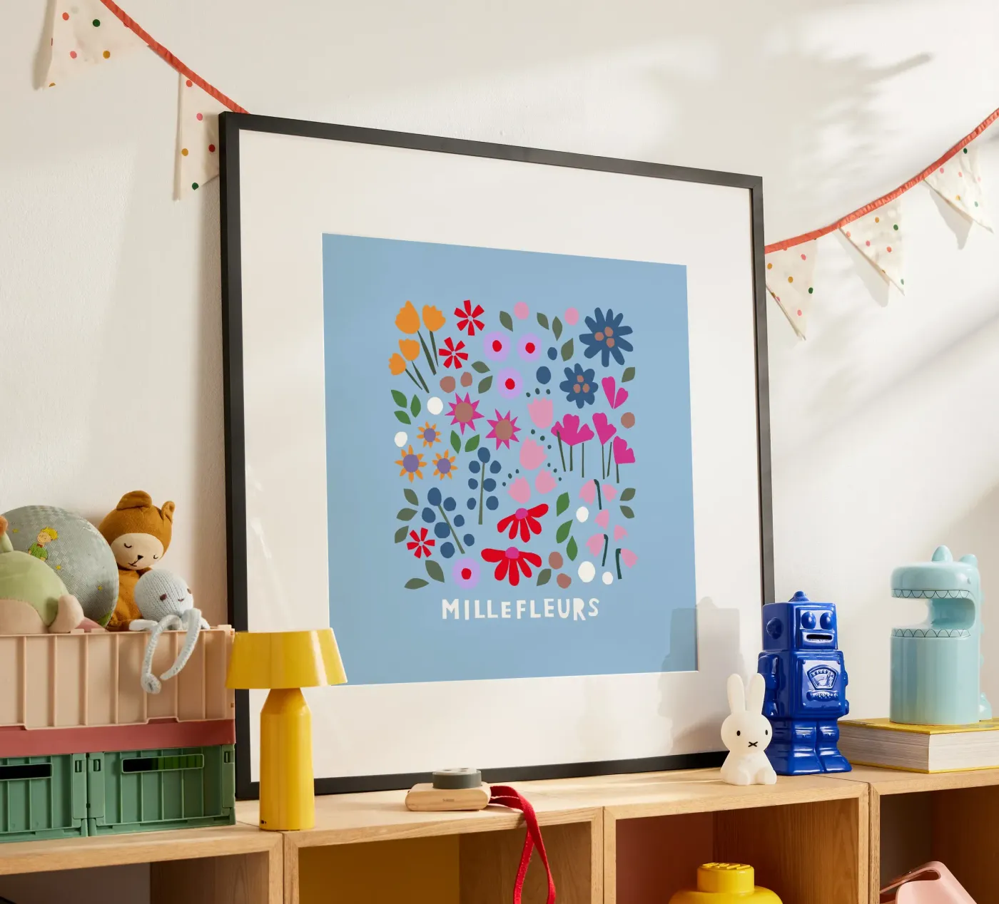 Millefleur hellblau poster da Iris Knabenschuh Design