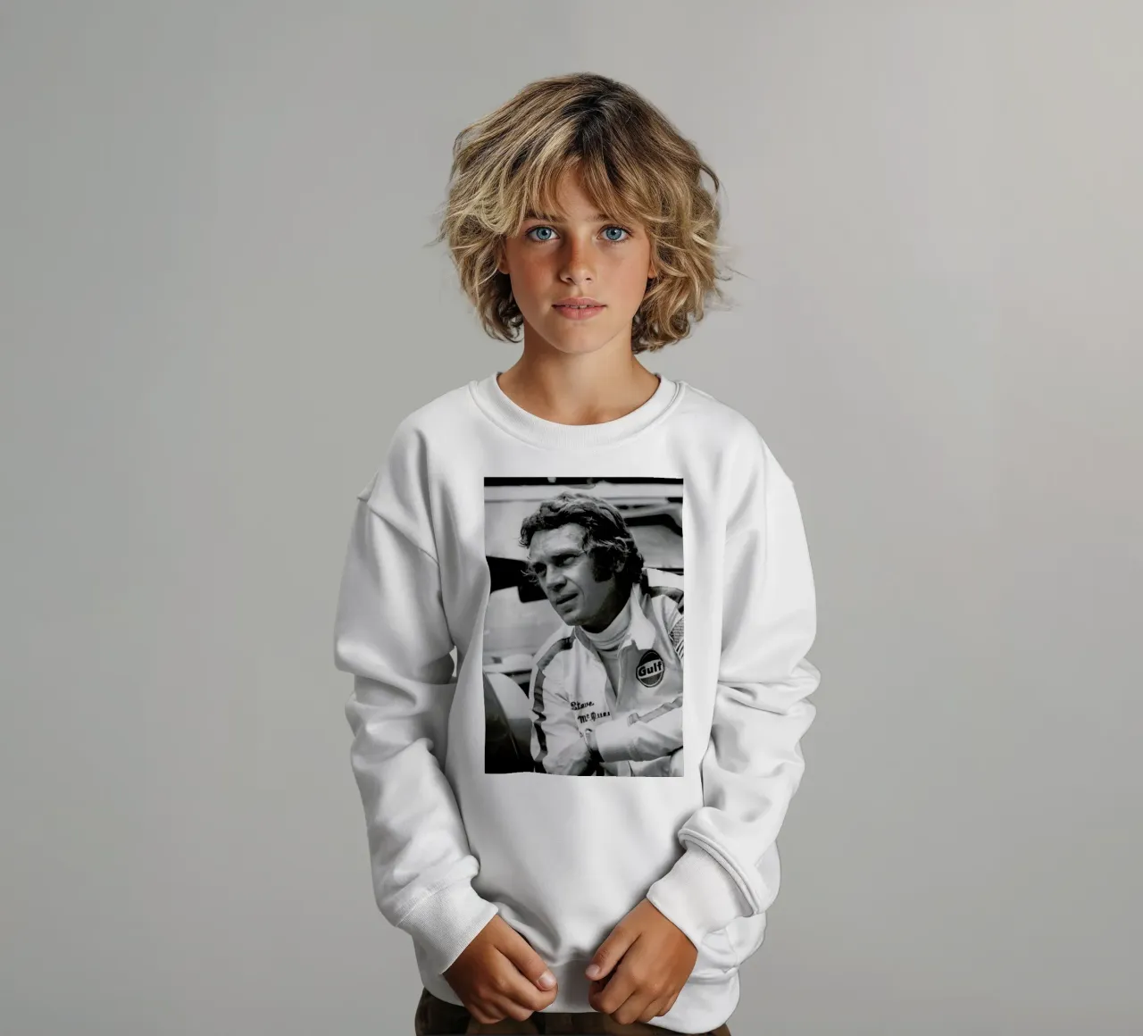 Steve McQueen in Le Mans, 1971 felpa bambino da Gallery Print and Art Limited