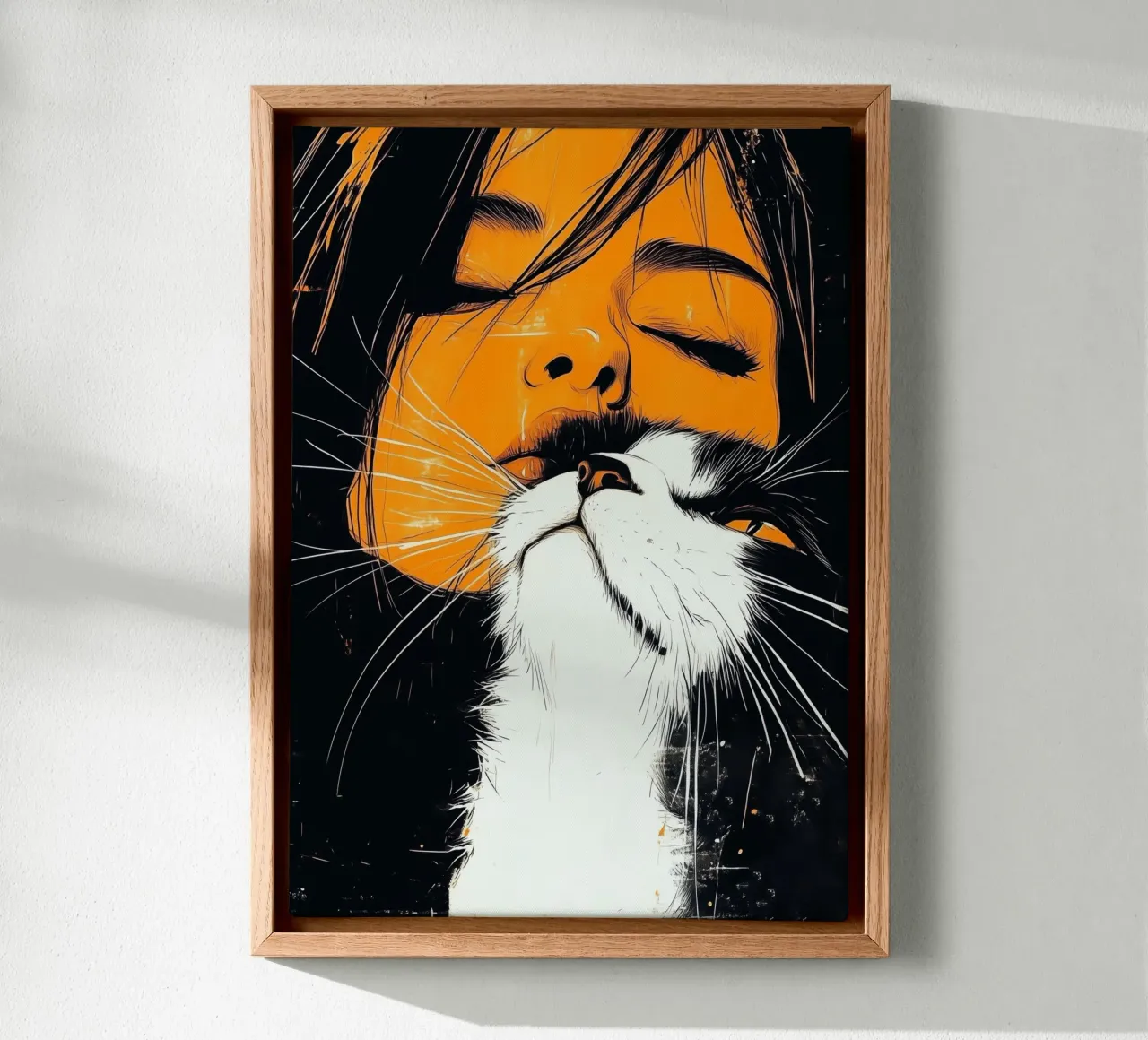 Ti amo gattino tela con Cornice a cassetta da Justyna Jaszke JBJart