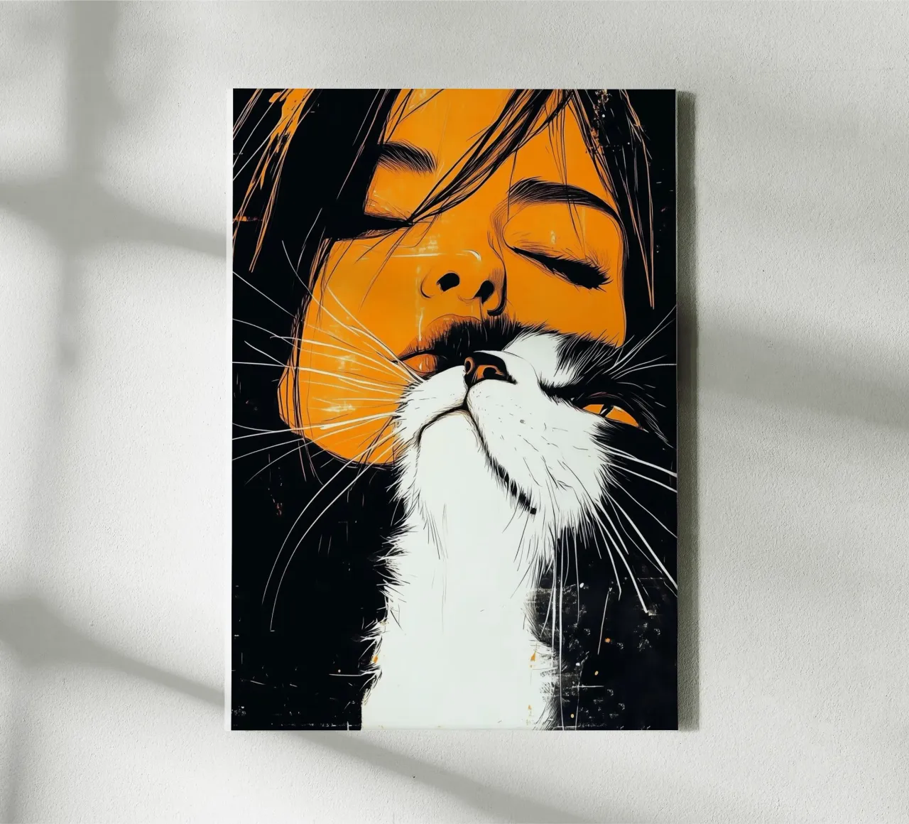Ti amo gattino tela con Cornice a cassetta da Justyna Jaszke JBJart