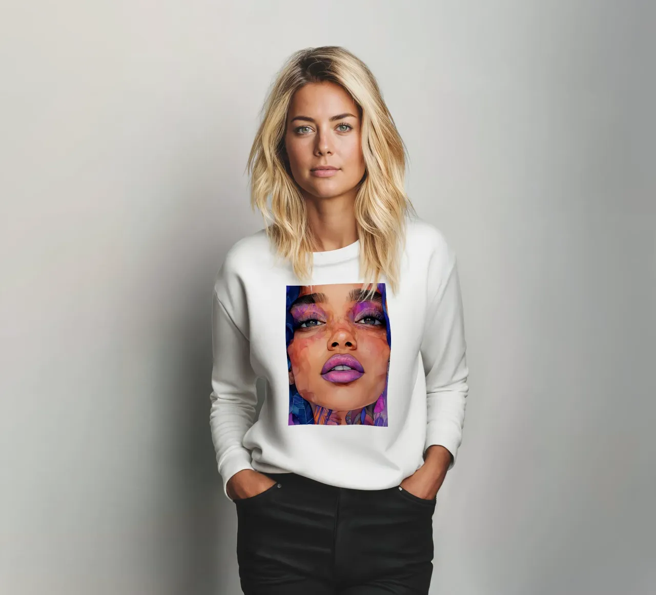 Labios rosas cara de mujer sudadera de Justyna Jaszke JBJart