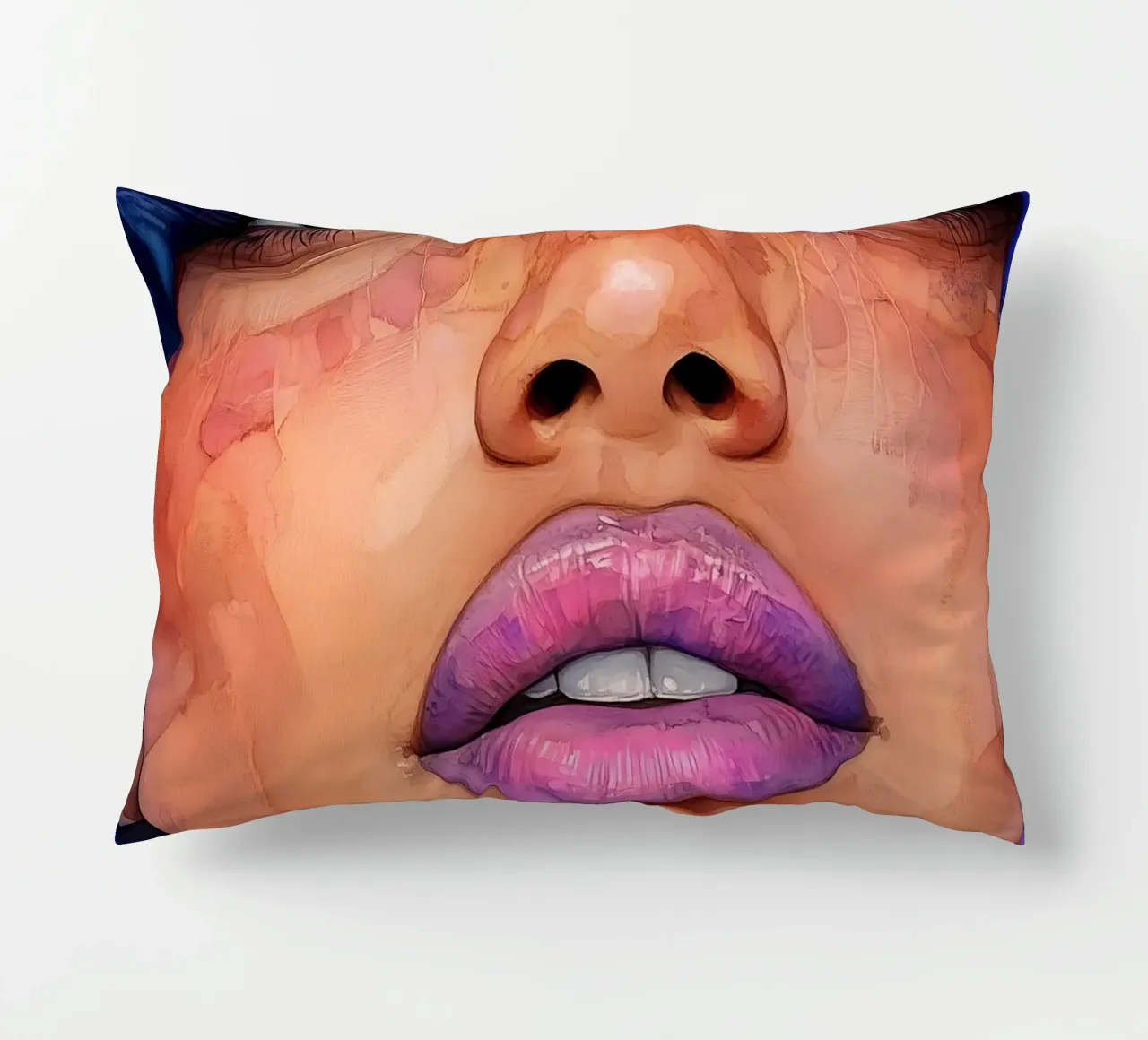 Labbra rosa viso di donna cuscino da Justyna Jaszke JBJart
