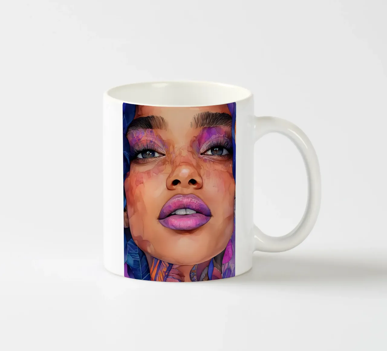 Labbra rosa viso di donna tazza in ceramica da Justyna Jaszke JBJart