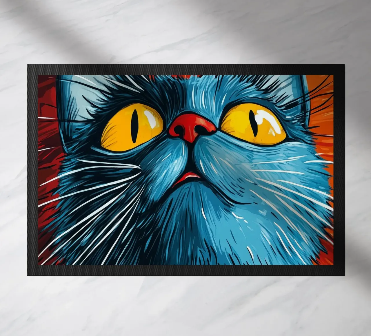 Cat Toby doormat by Justyna Jaszke JBJart