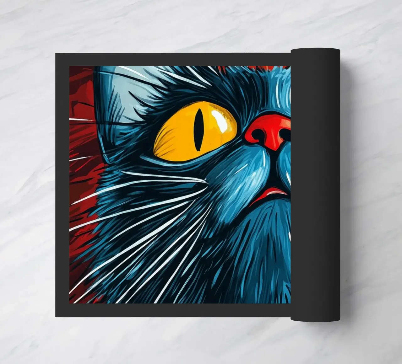 Cat Toby doormat by Justyna Jaszke JBJart