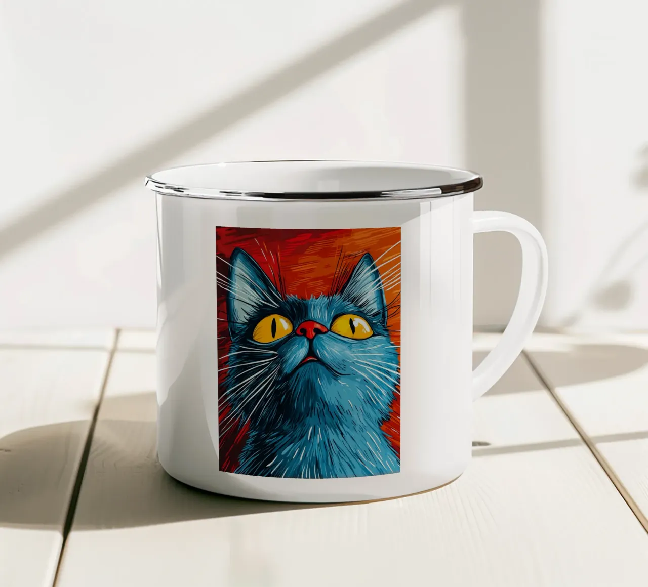 Gatto Toby tazza in smalto da Justyna Jaszke JBJart