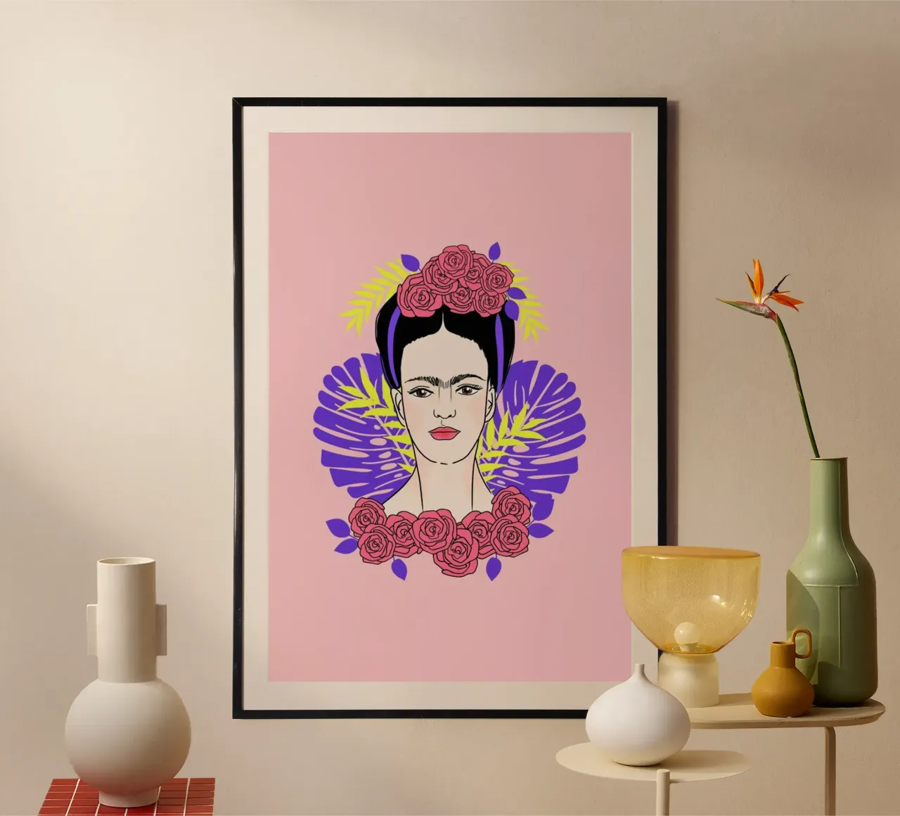 Tribute to Frida poster con telaio in plastica da cafelab