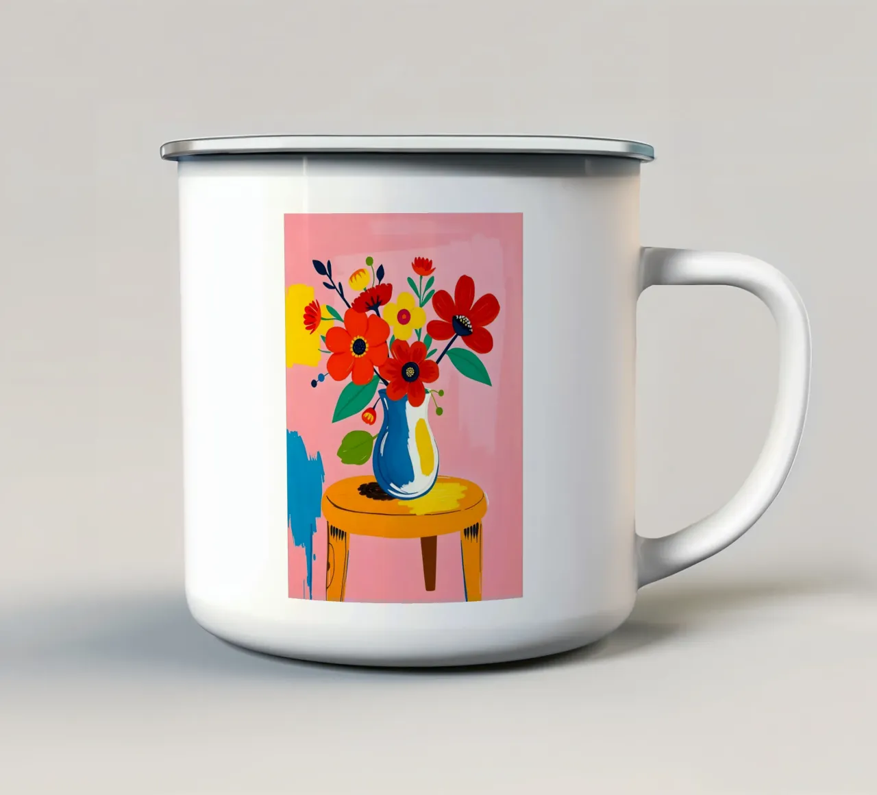 FIORI IN VASO PITTURA DI NATURA MORTA tazza in smalto da ARTOMATIC