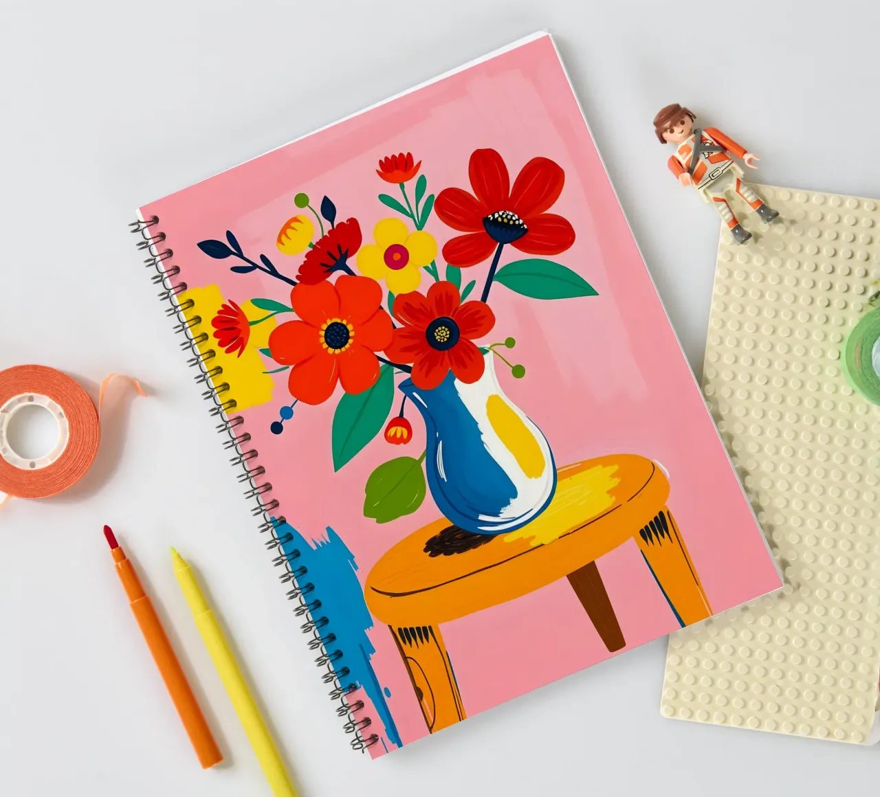 FLOWERS IN VASE STILL LIFE PAINTING spiral notebook by ARTOMATIC