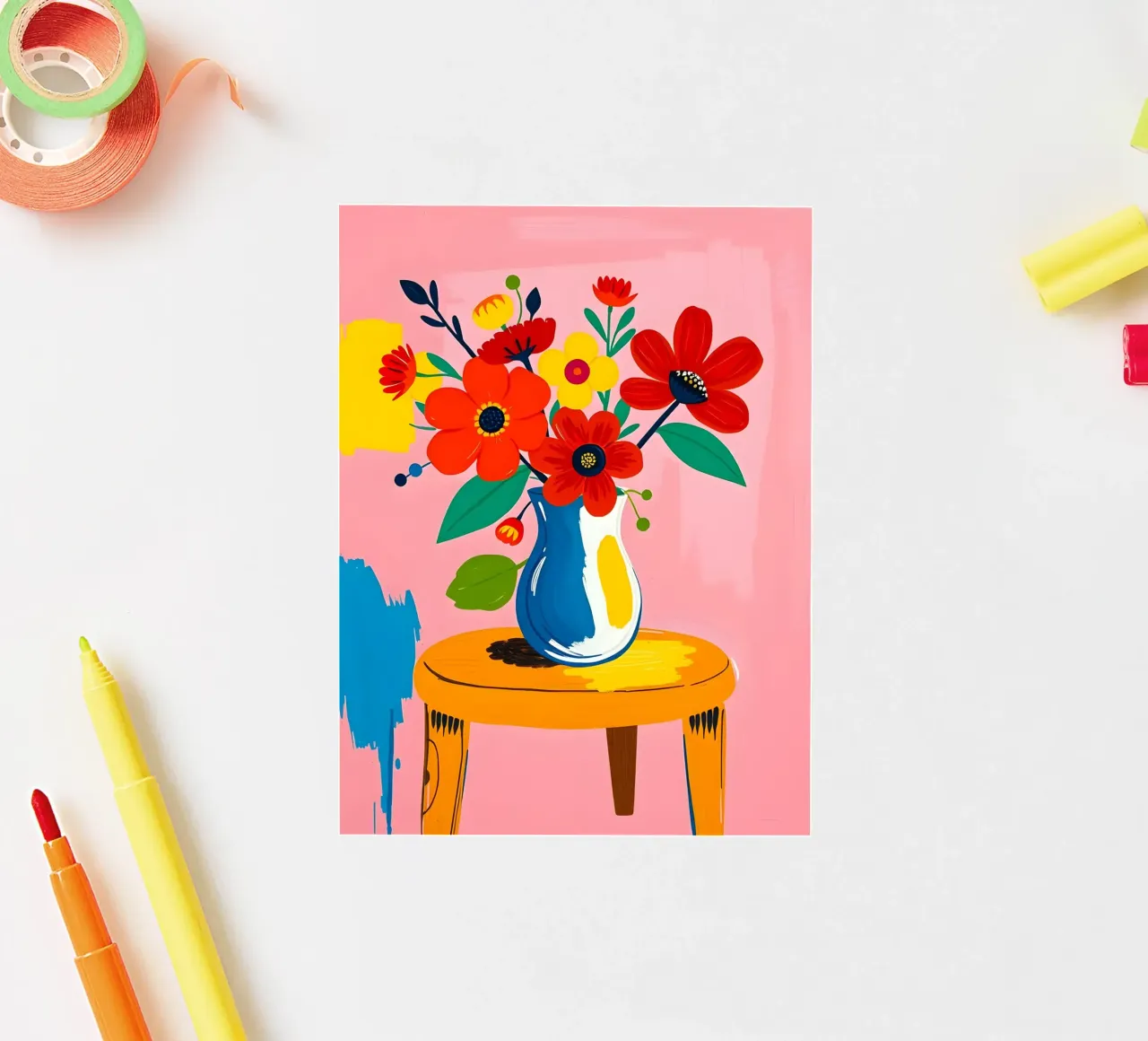 FLOWERS IN VASE STILL LIFE PAINTING sticker by ARTOMATIC