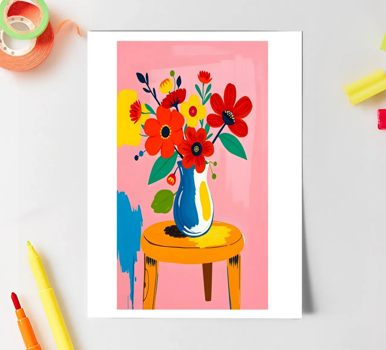 FLOWERS IN VASE STILL LIFE PAINTING sticker sheet by ARTOMATIC