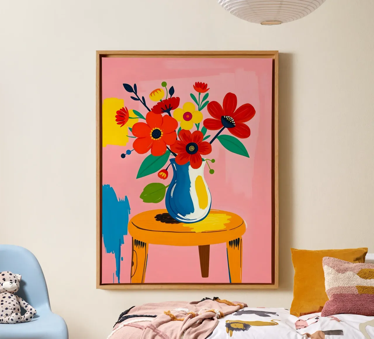 FIORI IN VASO PITTURA DI NATURA MORTA tela con Cornice a cassetta da ARTOMATIC