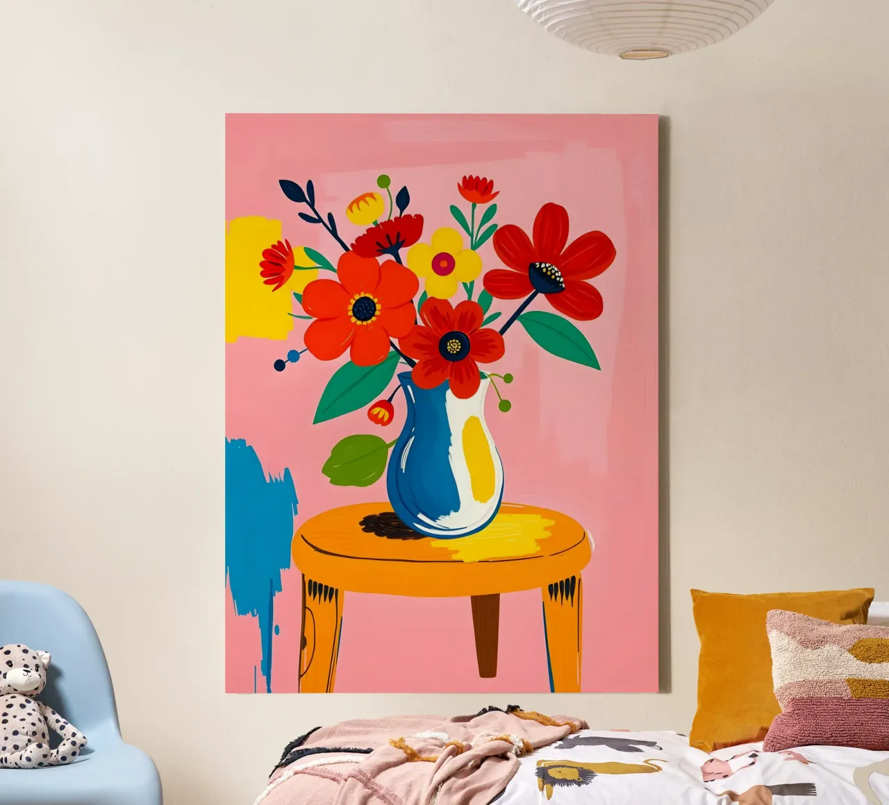 FIORI IN VASO PITTURA DI NATURA MORTA tela con Cornice a cassetta da ARTOMATIC