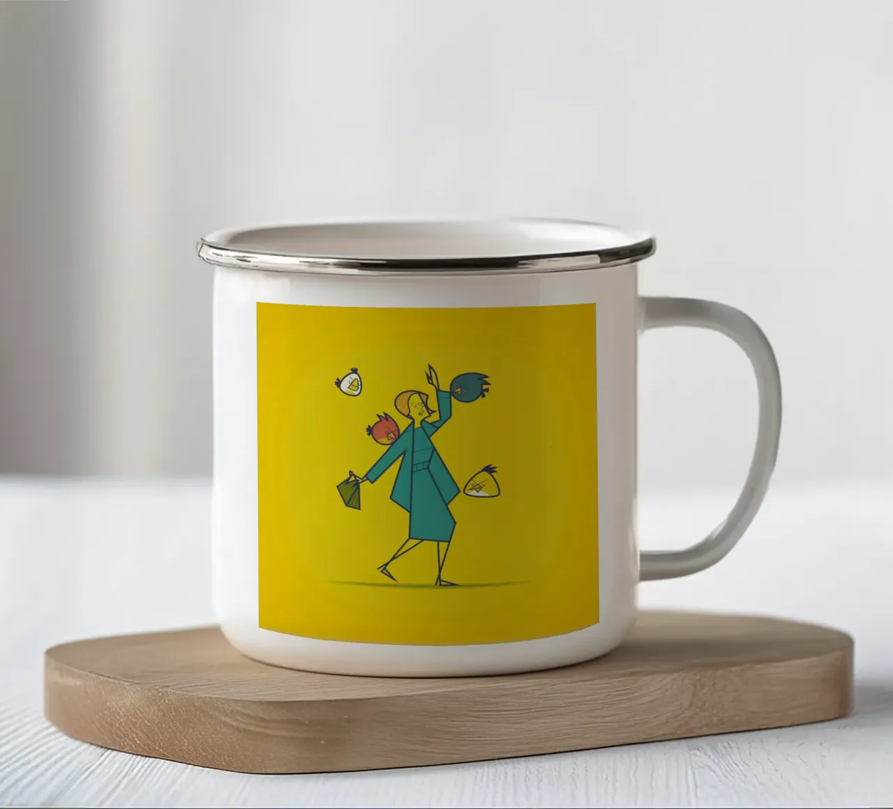Birds Angry tazza in smalto da Ale Giorgini