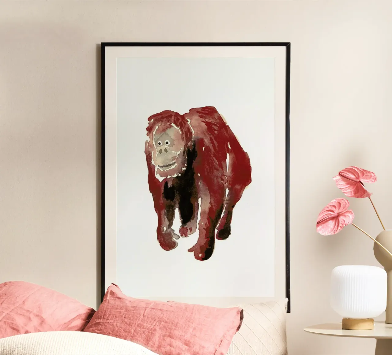 Orang Utan poster con telaio in alluminio da Farina Kuklinski