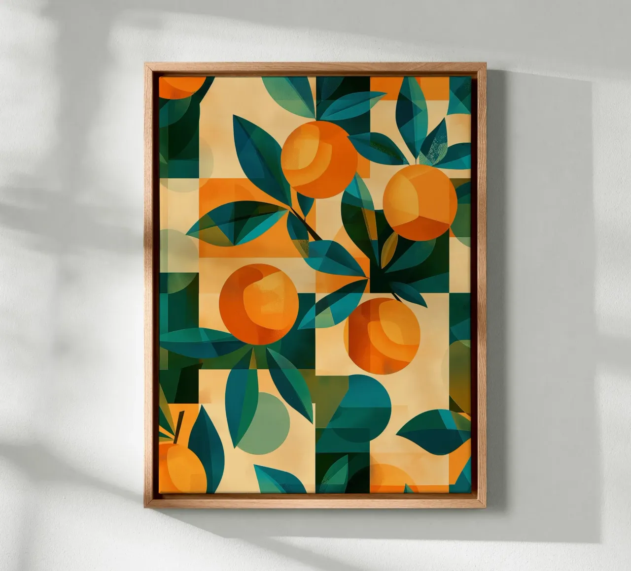 Arance geometriche tela con Cornice a cassetta da Spice & Style