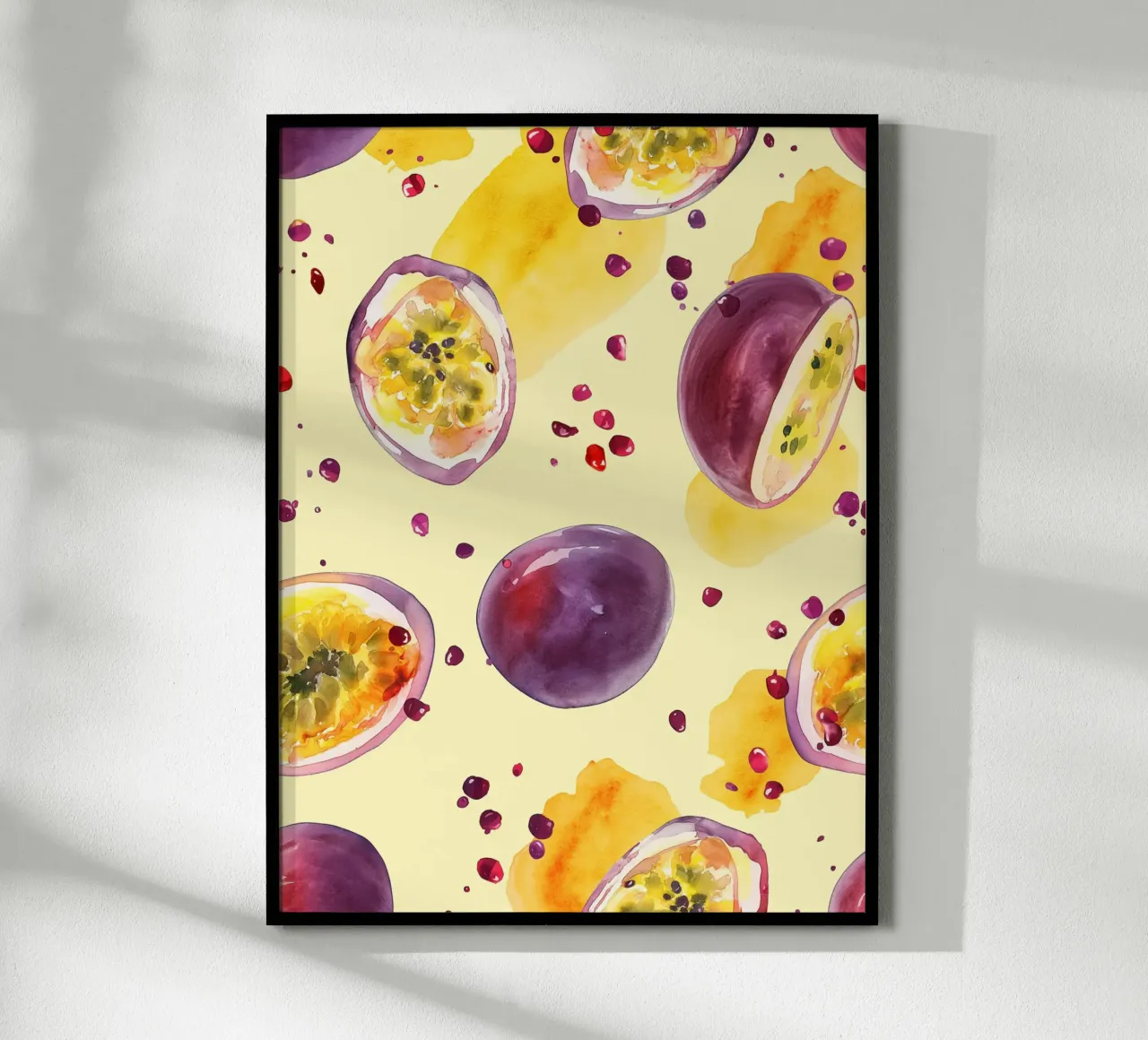 Frutto della passione in acquerello poster con telaio in legno da Spice & Style