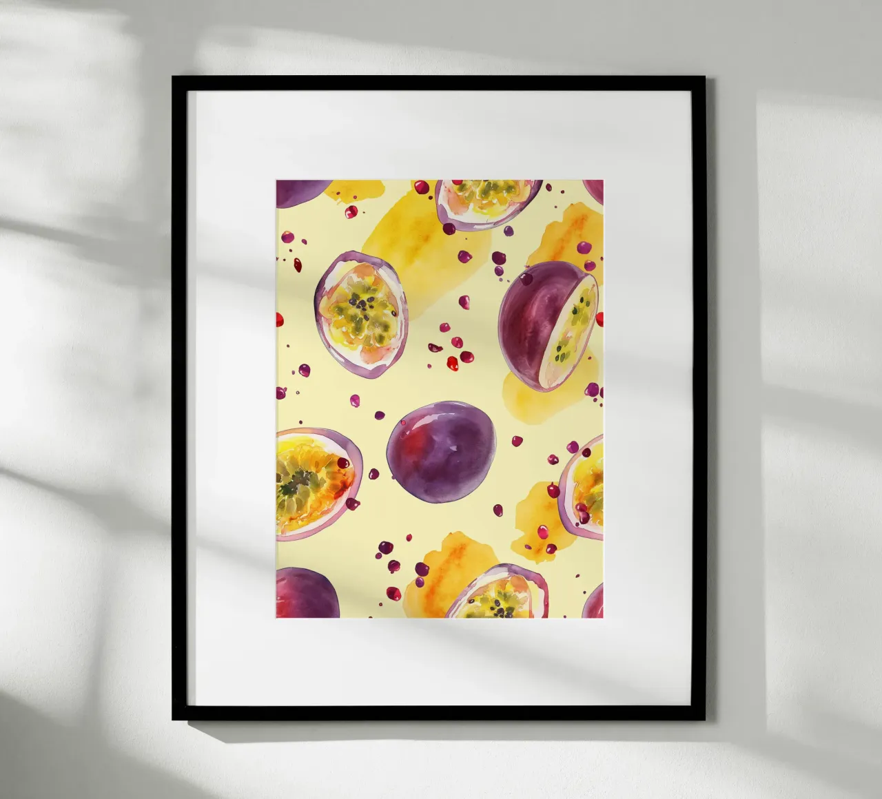 Frutto della passione in acquerello poster con telaio in legno da Spice & Style