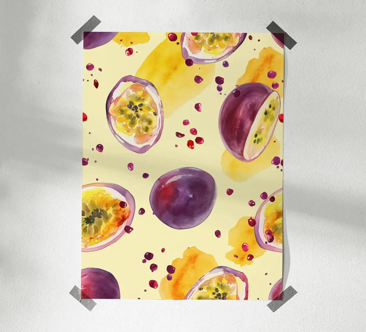 Frutto della passione in acquerello poster con telaio in legno da Spice & Style